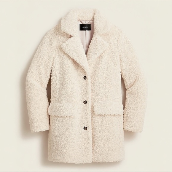J. Crew Jackets & Blazers - J. Crew Teddy Sherpa Jacket Ivory Cream Button Up Plush Coat